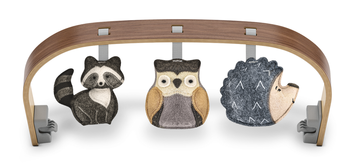 UPPAbaby Mira Baby Bouncer Forest Fun Toy Bar (Grey / Walnut Wood), forest fun toy bar