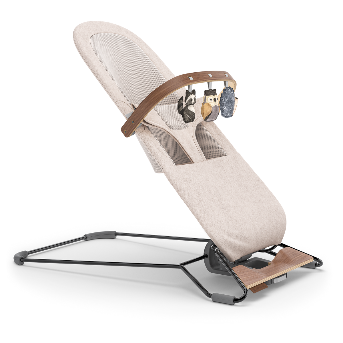 UPPAbaby Mira Baby Bouncer Forest Fun Toy Bar (Grey / Walnut Wood)