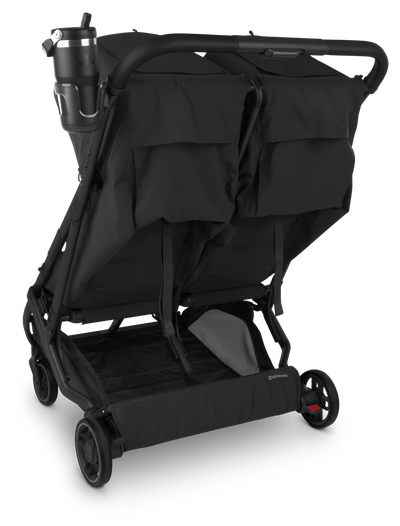 UPPAbaby Cup Holder (Vista + Cruz + Minu + Duo), on Minu Duo, three quarter back in use