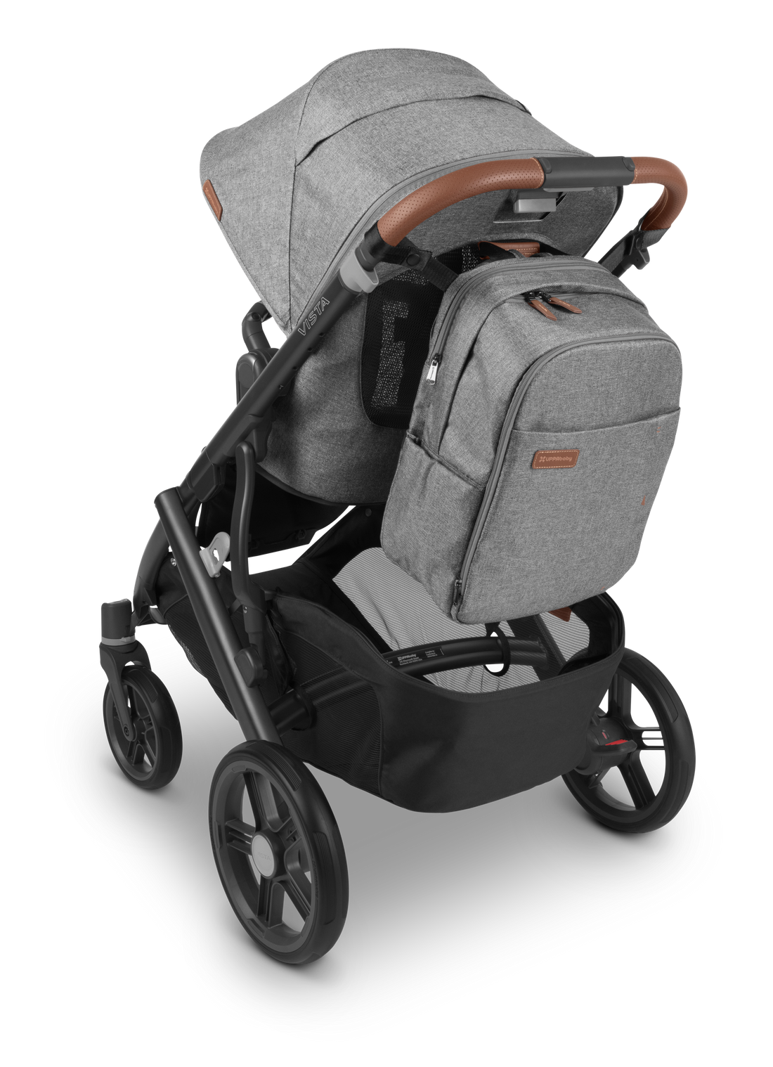 UPPAbaby Nappy Bag Pro Greyson (Grey Melange / Saddle Leather), on Vista V3