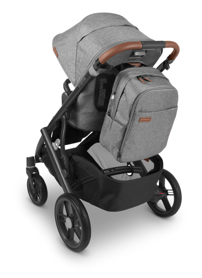 UPPAbaby Nappy Bag Pro Greyson (Grey Melange / Saddle Leather), on Vista V3