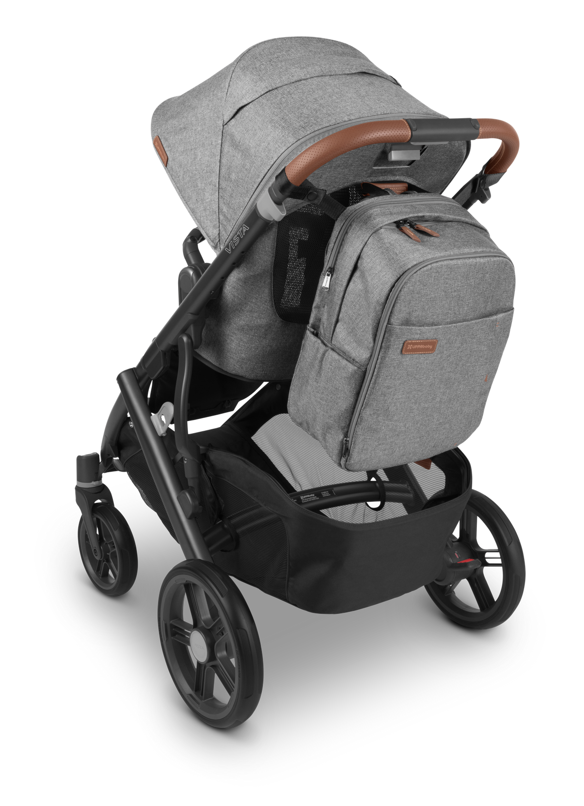 UPPAbaby Nappy Bag Pro Greyson (Grey Melange / Saddle Leather), on Vista V3