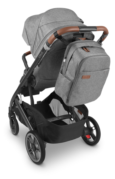 UPPAbaby Nappy Bag Pro Greyson (Grey Melange / Saddle Leather), on Cruz V3