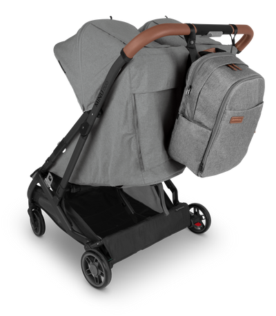 UPPAbaby Nappy Bag Pro Greyson (Grey Melange / Saddle Leather), on Minu Duo