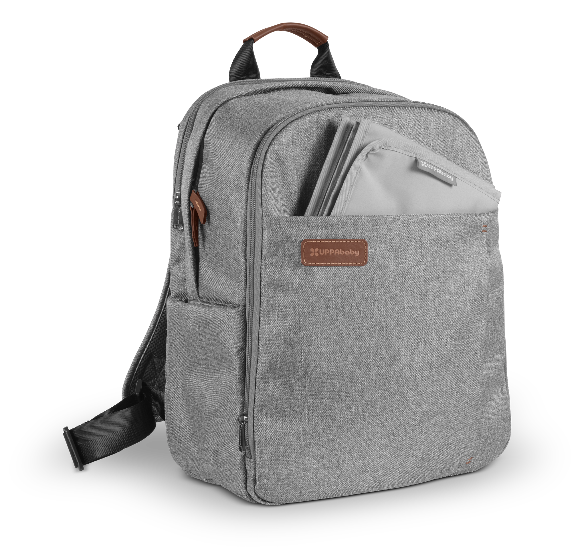 UPPAbaby Nappy Bag Pro Greyson (grey melange/saddle leather)