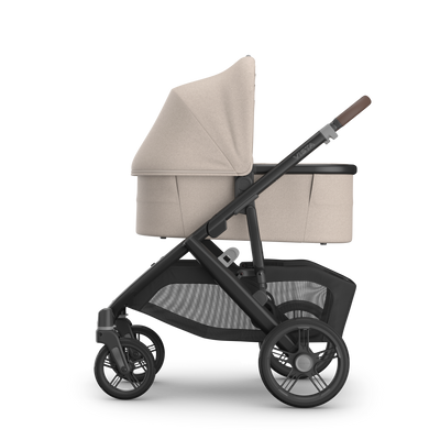 UPPAbaby V3 Bassinet - Ada (Sandstone / Chestnut Leather), on Vista V3, side