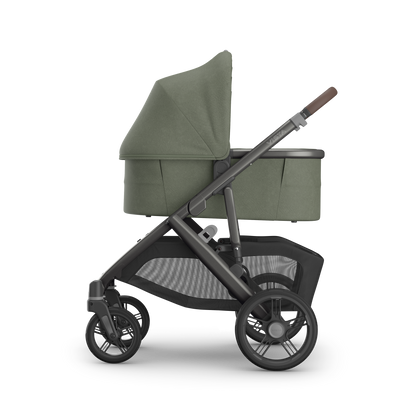 UPPAbaby V3 Bassinet - Evelyn (Meadow Green), on Vista V3, side