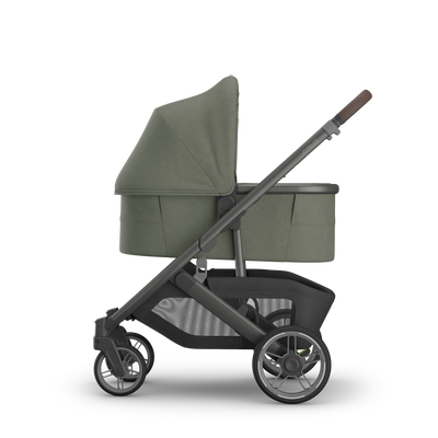 UPPAbaby V3 Bassinet - Evelyn (Meadow Green), on Cruz V3, side