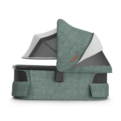 UPPAbaby V3 Bassinet - Gwen (Green Melange), side, all vents open