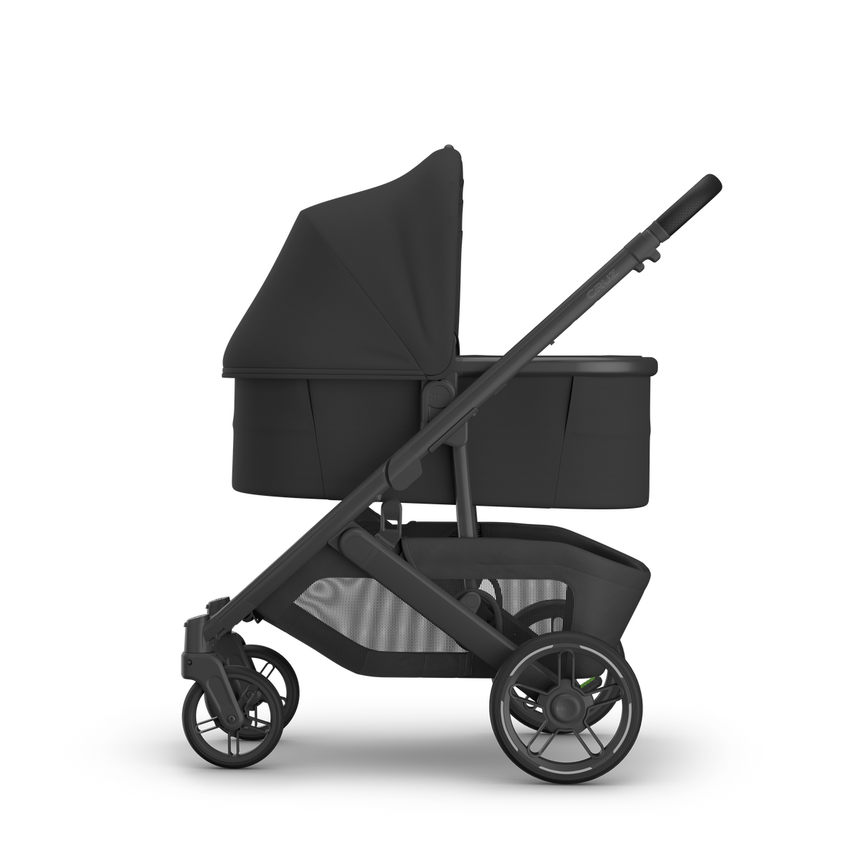 UPPAbaby V3 Bassinet - Jake (Charcoal / Carbon), on Cruz V3, side