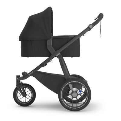 UPPAbaby V3 Bassinet - Jake (Charcoal / Carbon), on Ridge V2, side