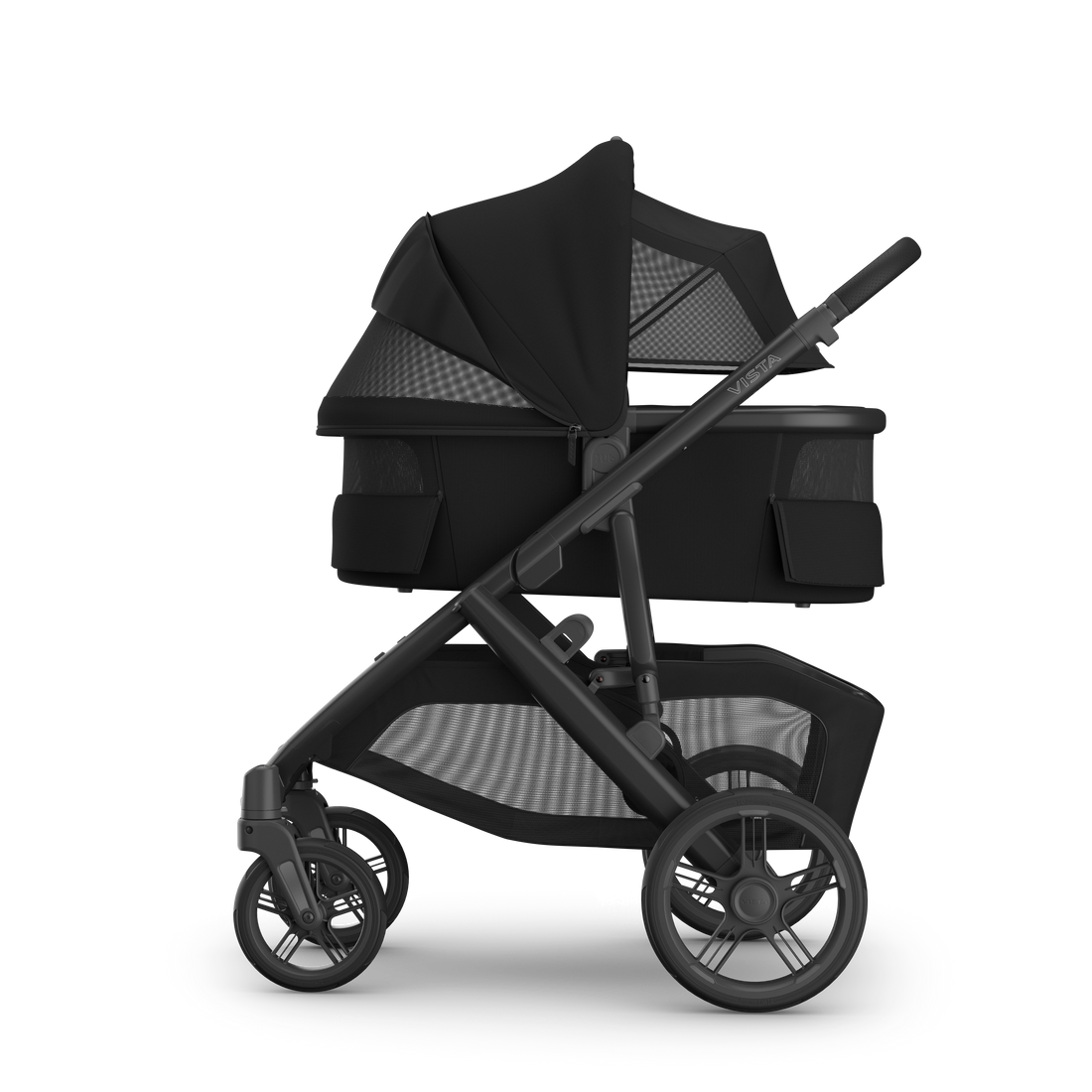 UPPAbaby V3 Bassinet - James (Black), on Vista V3, side all vents open
