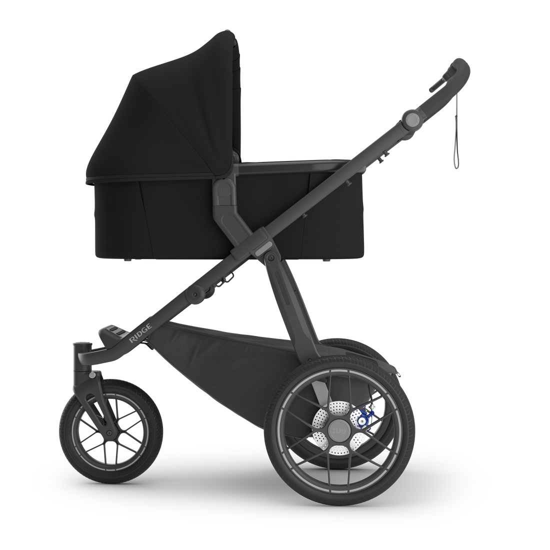 UPPAbaby V3 Bassinet - James (Black), on Ridge V2, side
