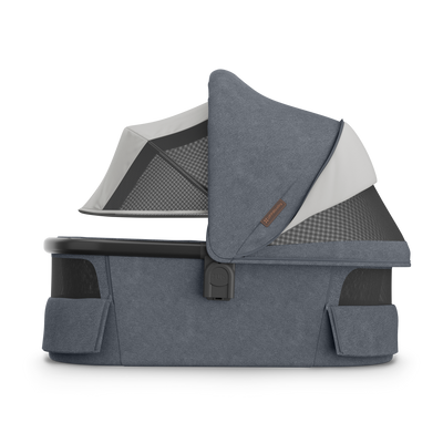 UPPAbaby V3 Bassinet - Julian (Dusty Blue Melange), side all vents open