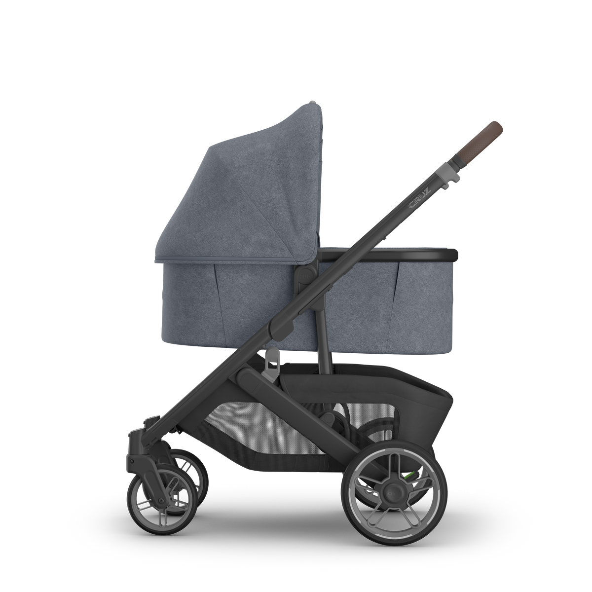 UPPAbaby V3 Bassinet - Julian (Dusty Blue Melange), on Cruz V3, side