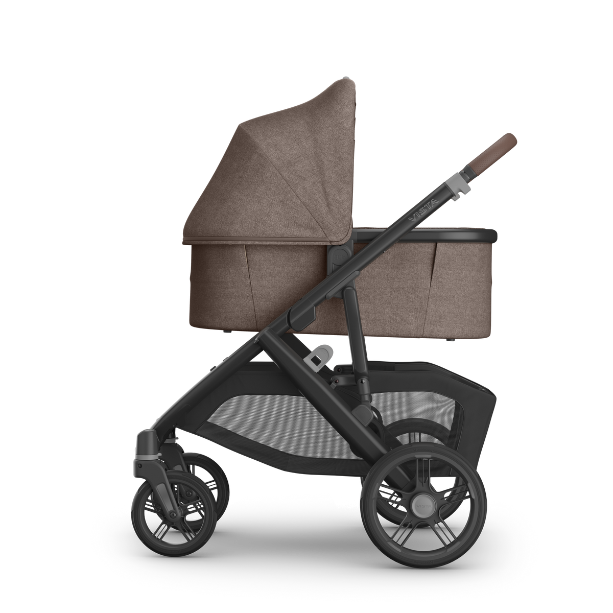 UPPAbaby V3 Bassinet - Owen (Mocha Melange), on Vista V3, side