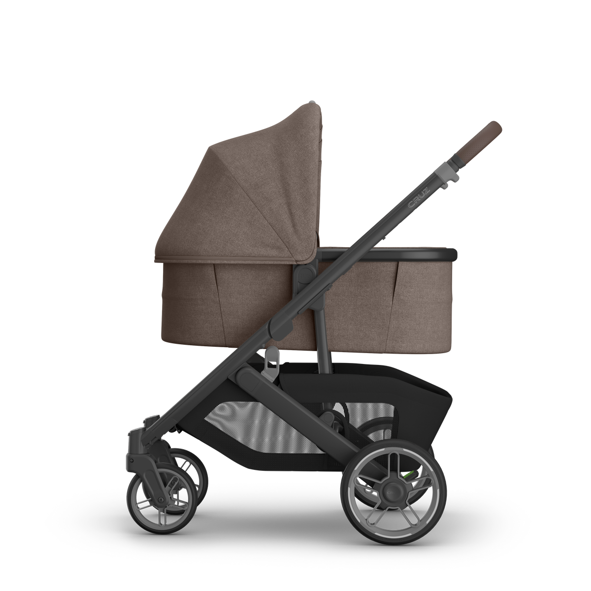 UPPAbaby V3 Bassinet - Owen (Mocha Melange), on Cruz V3, side