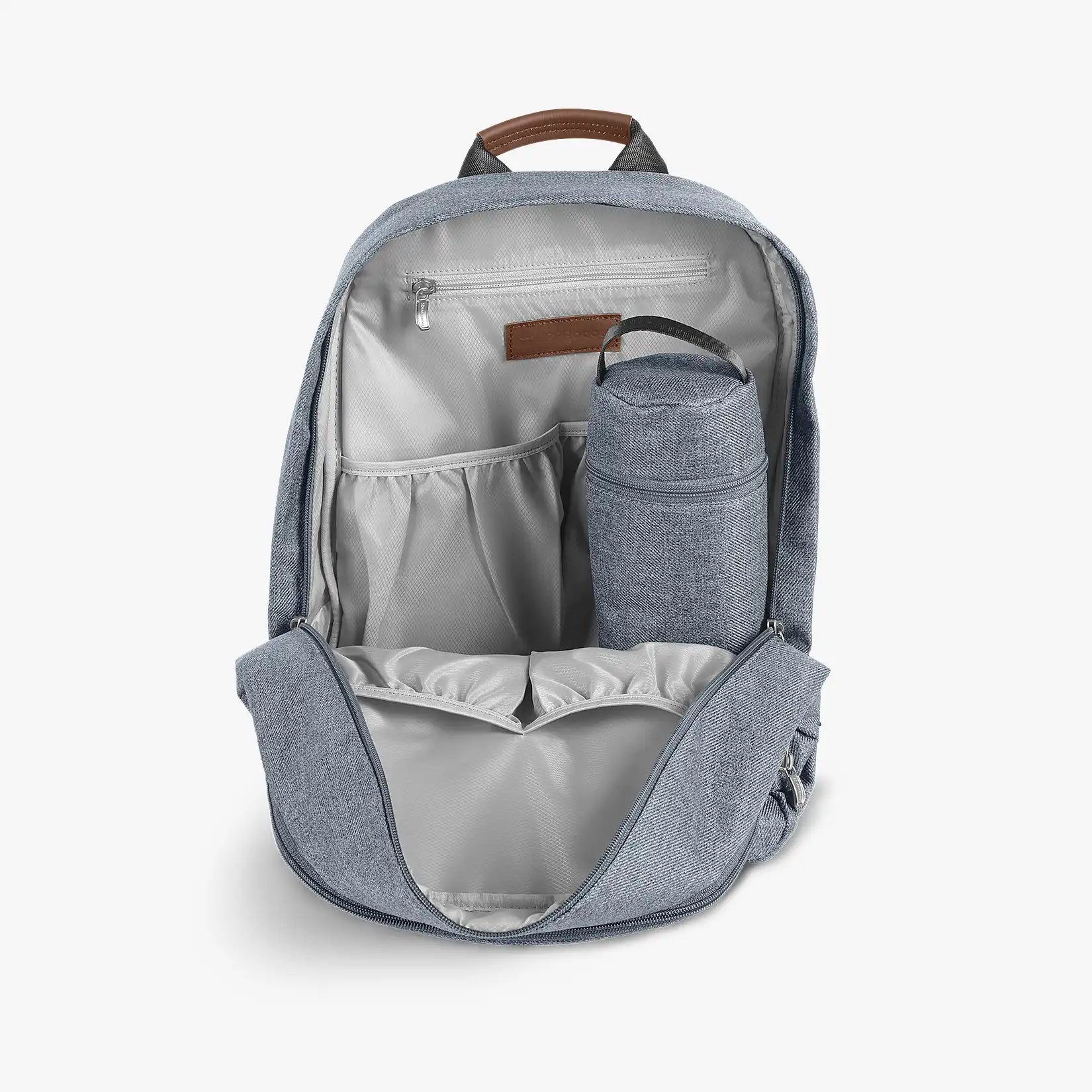 UPPAbaby Changing Backpack – Gregory (blue melange/saddle leather) - UPPAbaby Australia