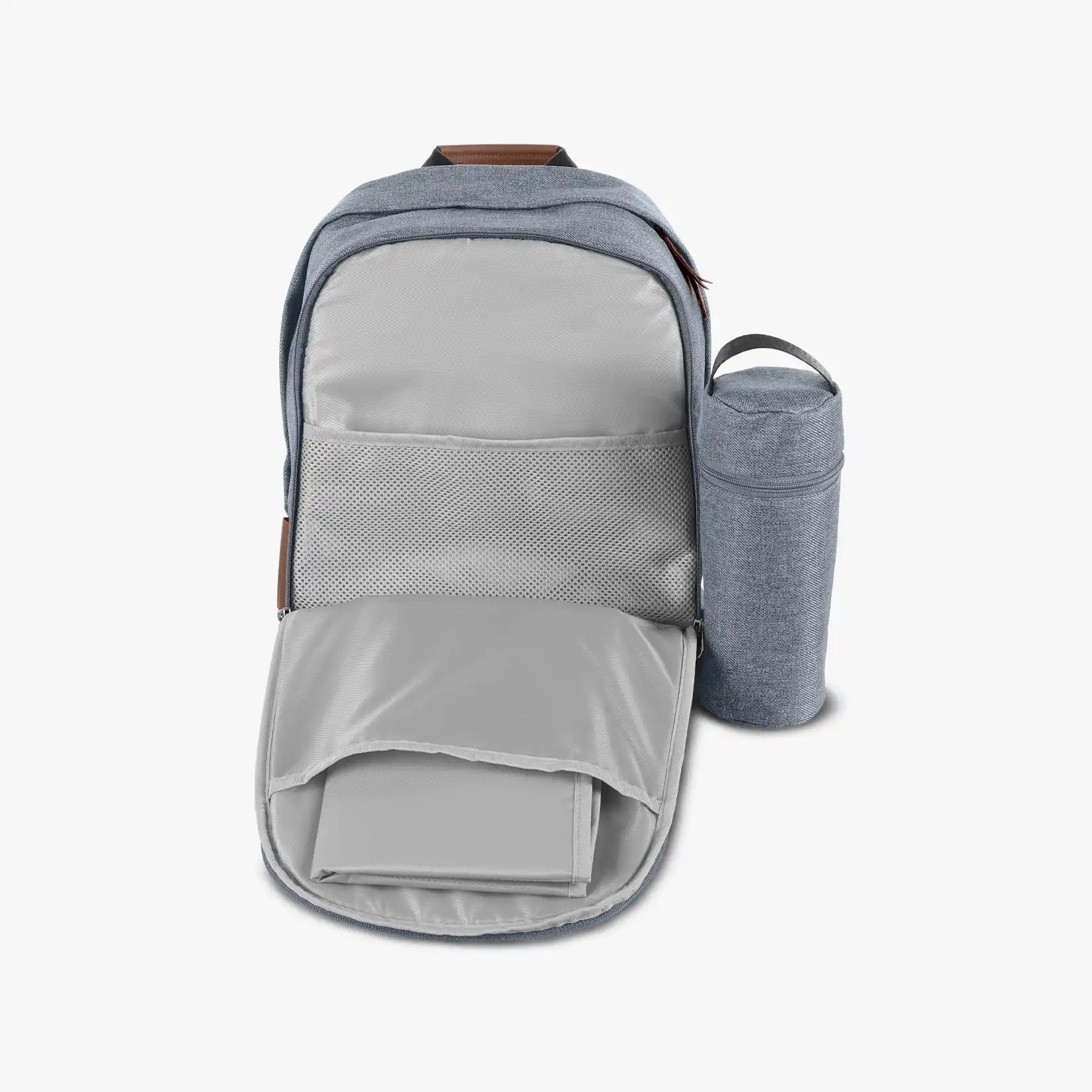 UPPAbaby Changing Backpack – Gregory (blue melange/saddle leather) - UPPAbaby Australia