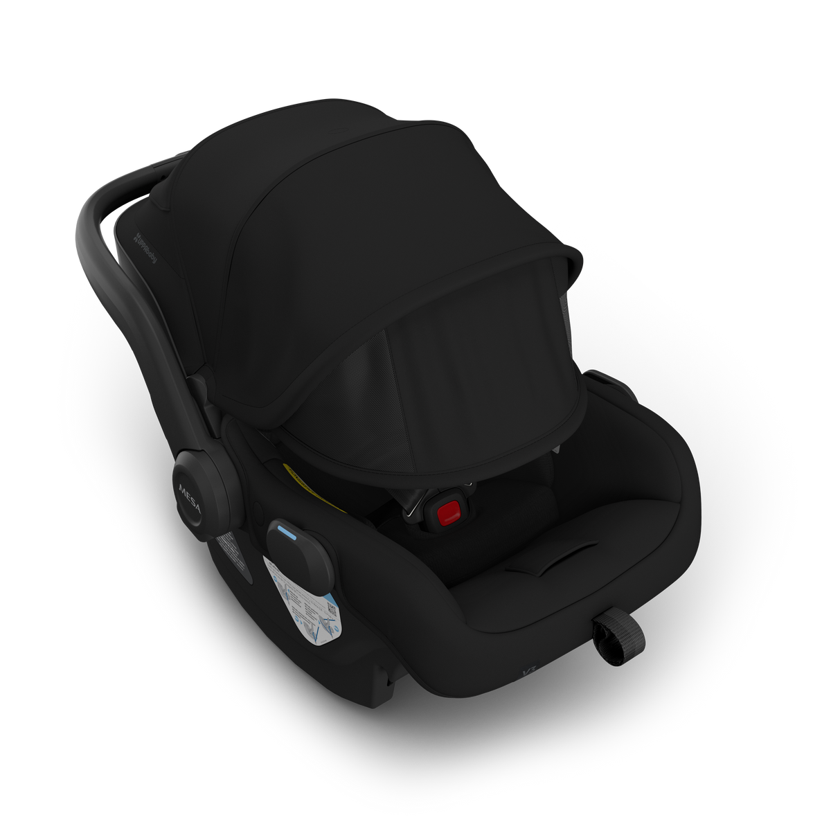 UPPAbaby Mesa Car Seat Capsule - Charcoal (James), carrier three quarter right extra sunshade