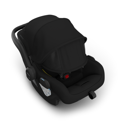 UPPAbaby Mesa Car Seat Capsule - Charcoal (James), carrier three quarter right extra sunshade