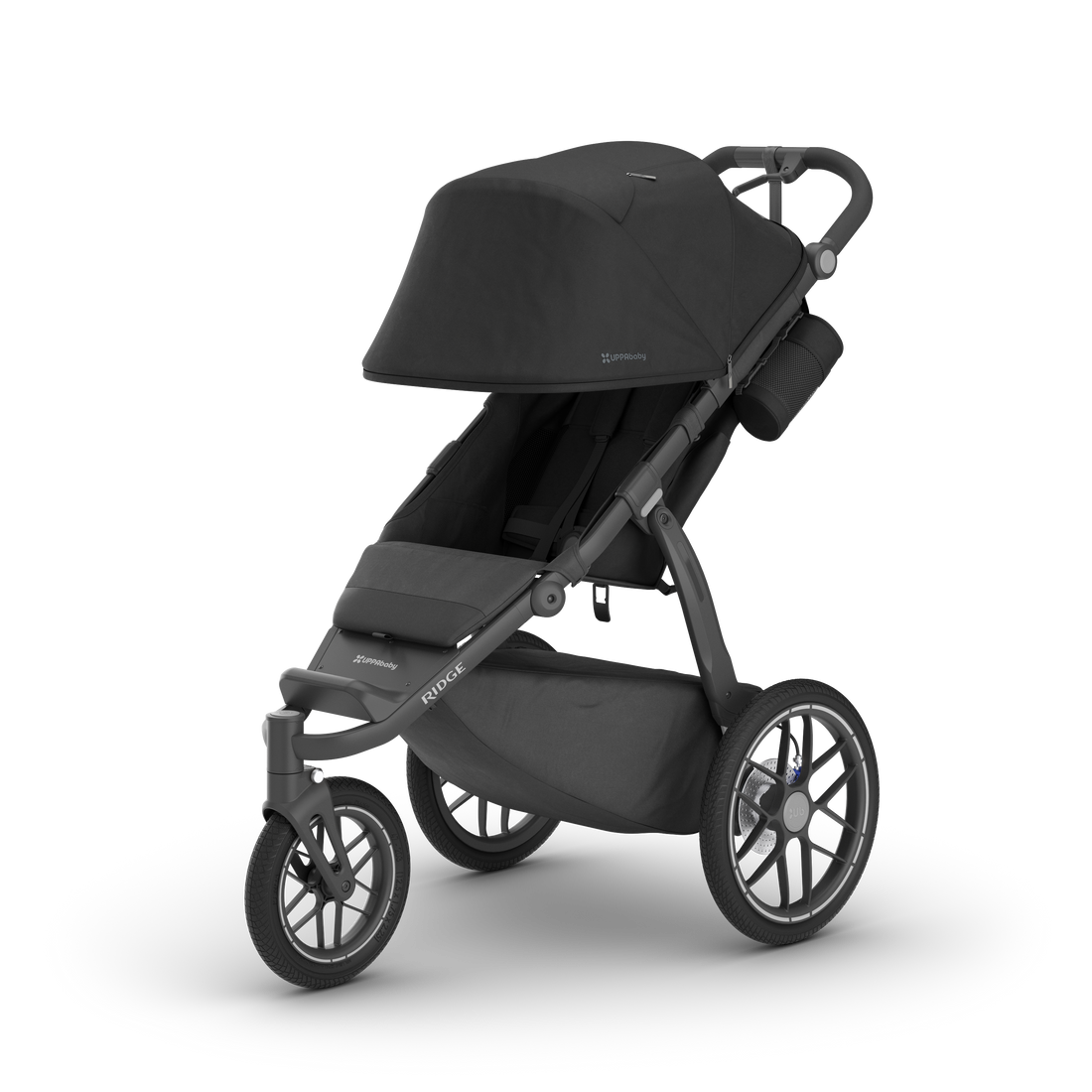 UPPAbaby Ridge V2 Pram Jogger - James (Black), three quarter left sunshade