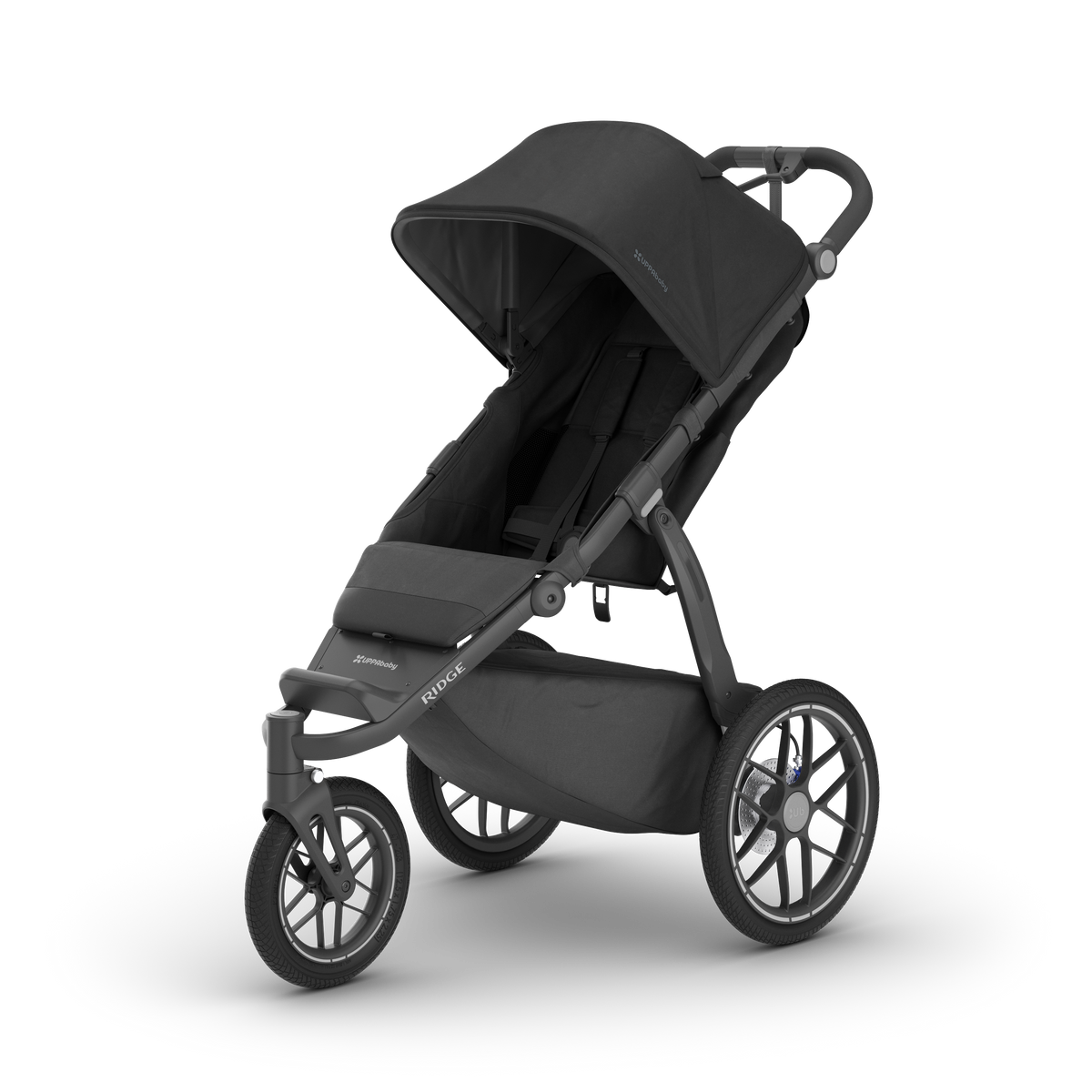 UPPAbaby Ridge V2 Pram Jogger - James (Black), three quarter left no cup holder
