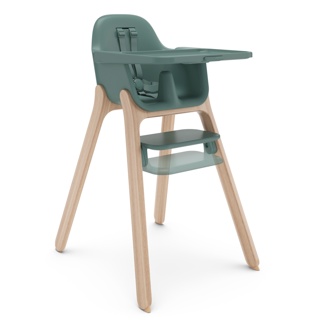 UPPAbaby Ciro V2 Highchair in Betsy (Spruce Green), the two footrest heights