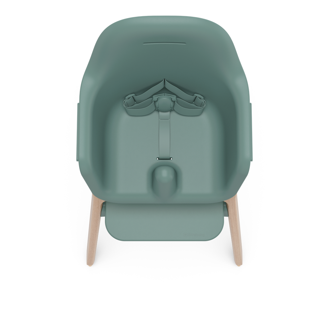 UPPAbaby Ciro V2 Highchair in Betsy (Spruce Green), from above with the 3-point harness