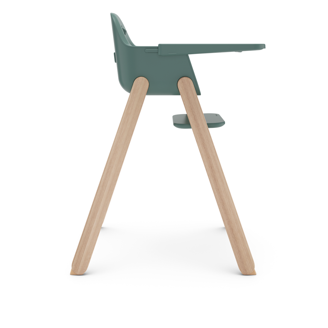 UPPAbaby Ciro V2 Highchair in Betsy (Spruce Green), side view with the tray extended