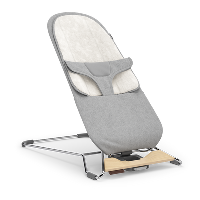 UPPAbaby Mira Baby Bouncer - Stella (Grey Mélange / Silver Chrome / Maple Wood), three quarter right insert