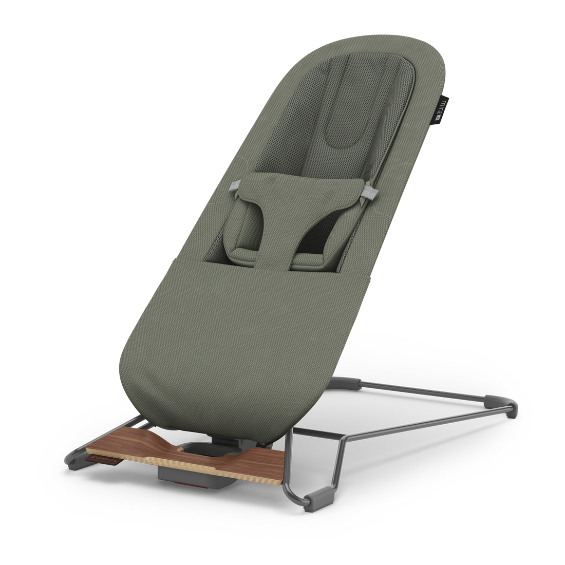 UPPAbaby Mira V2 3-in-1 Bouncer in Maddie (Green Soft Knit / Walnut), in Snuggle mode