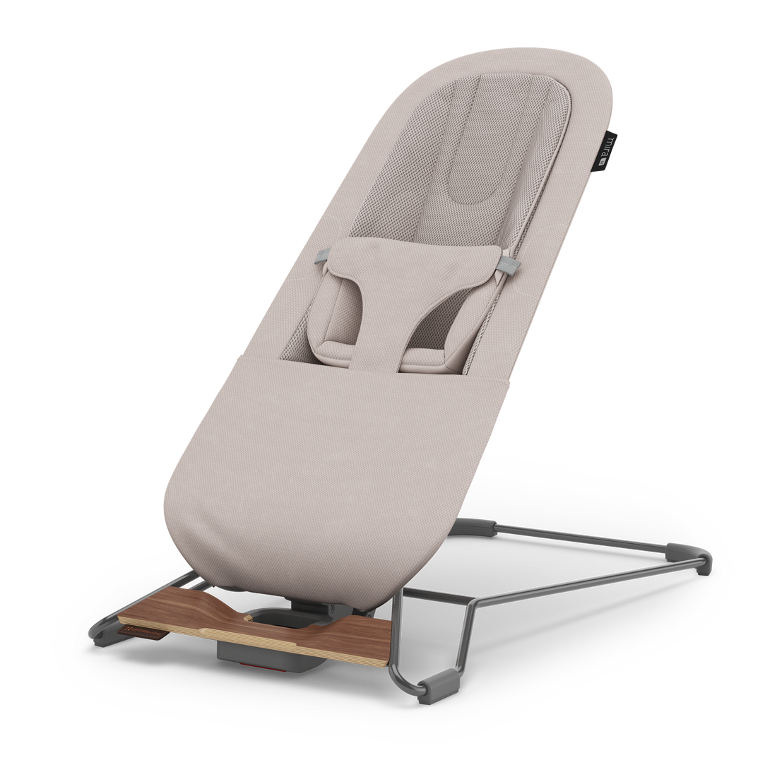 UPPAbaby Mira V2 3-in-1 Bouncer in Townsend (Beige Soft Knit / Walnut), in Snuggle mode