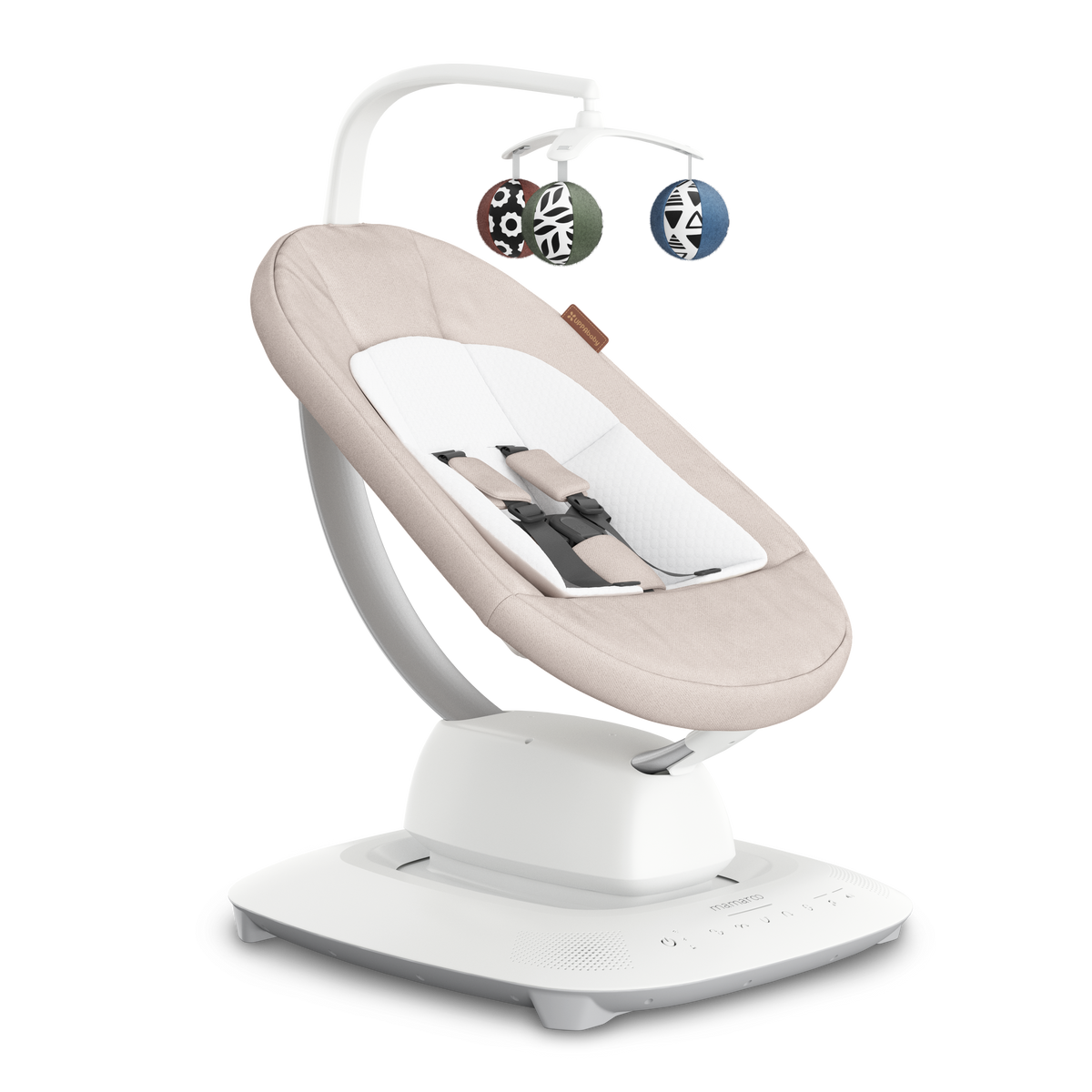 UPPAbaby MamaRoo Baby Swing - Sand Melange (Charlie), three quarter right hero