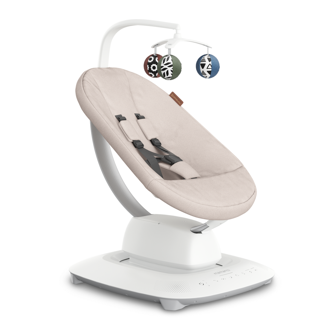 UPPAbaby MamaRoo Baby Swing - Sand Melange (Charlie), three quarter right no insert
