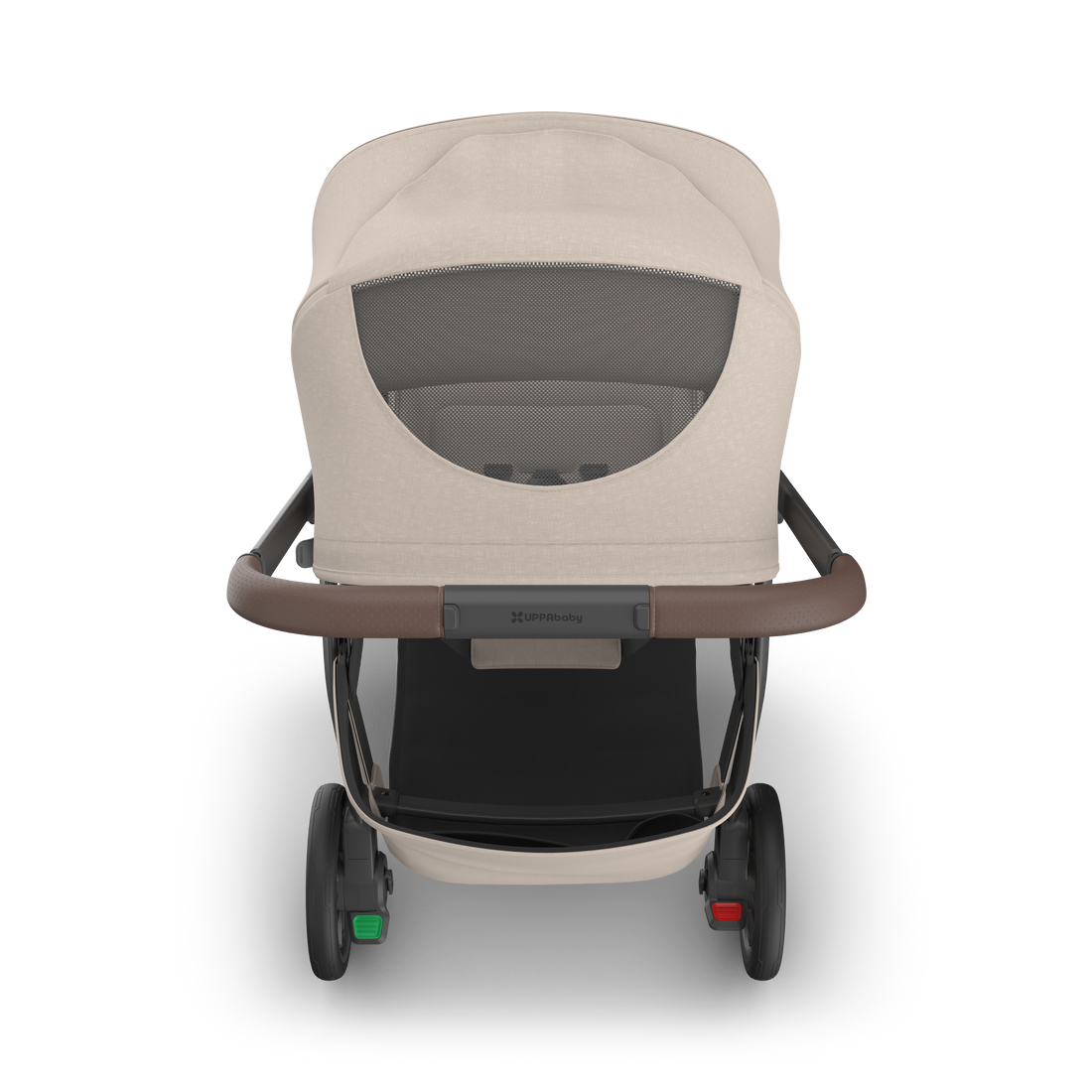 UPPAbaby Kona pram in Ada (sandstone melange), from above, showing the canopy window