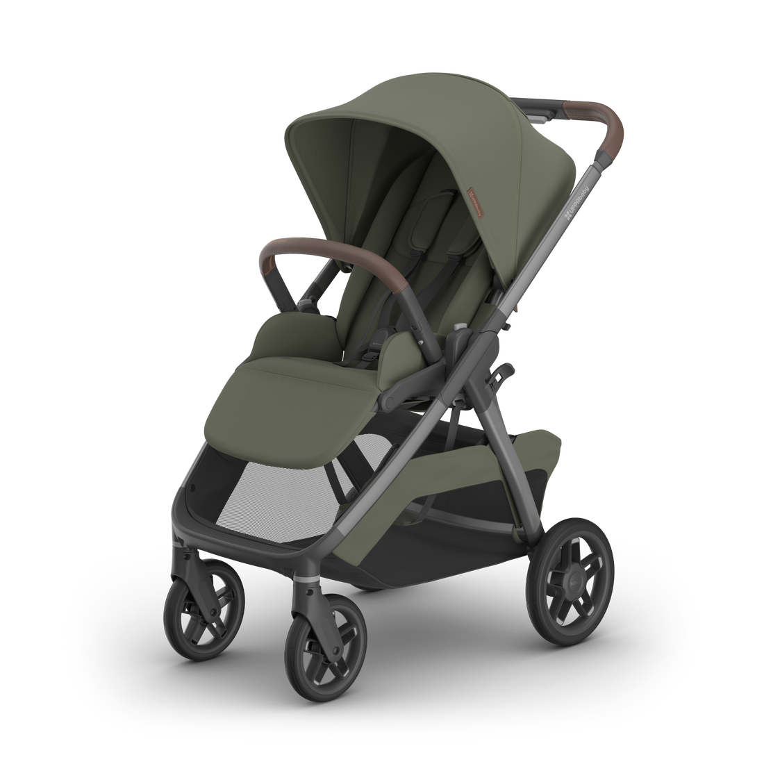 UPPAbaby Kona pram in Evelyn (meadow green), three-quarter view from the left