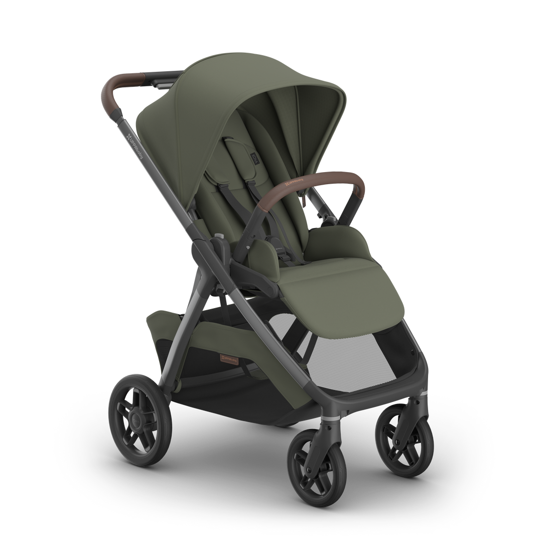 UPPAbaby Kona pram in Evelyn (meadow green), three-quarter view from the right