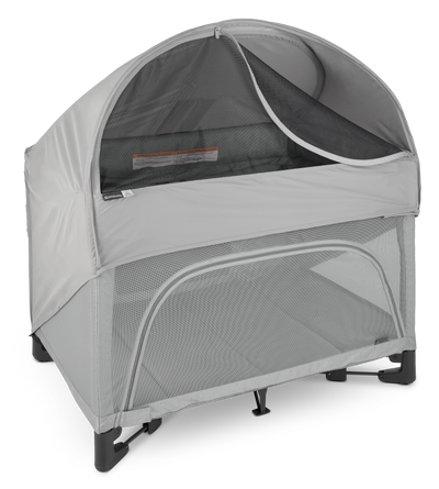 UPPAbaby Remi Portacot Canopy, on Remi, unzipped