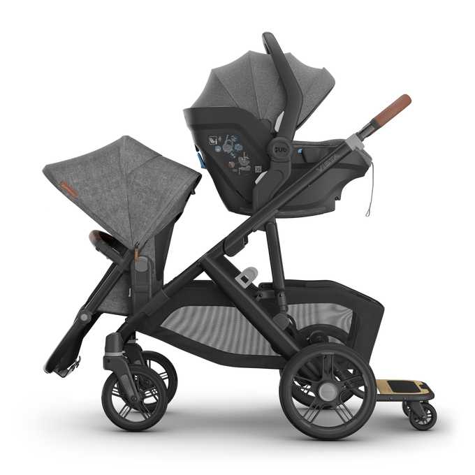 UPPAbaby Vista V3 Pram With Bassinet - James (Black), Capsule, RumbleSeat and Piggyback Board