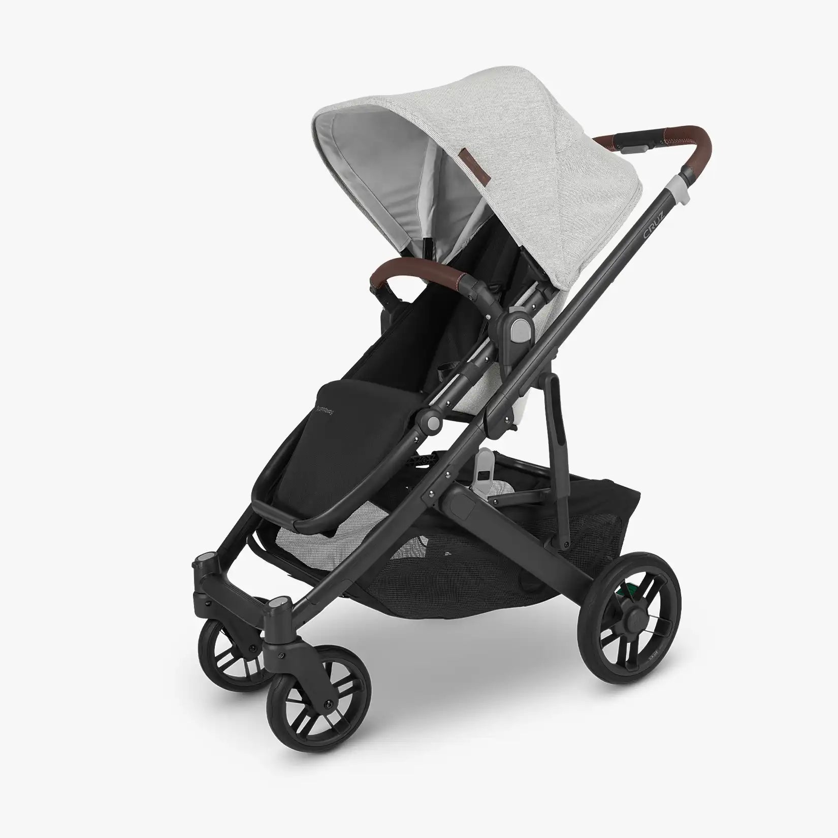 UPPAbaby Cruz V2 – Anthony (Grey & White Chenille/Carbon/Chestnut leather) - UPPAbaby Australia