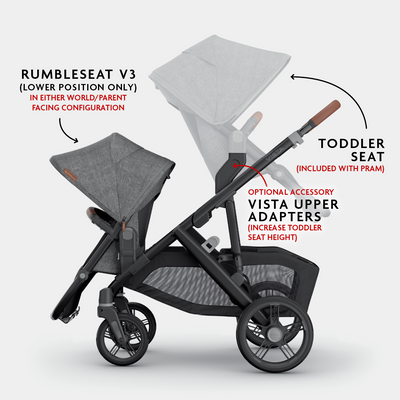 UPPAbaby Vista V3 RumbleSeat - Greyson (Charcoal Melange / Carbon) - UPPAbaby Australia