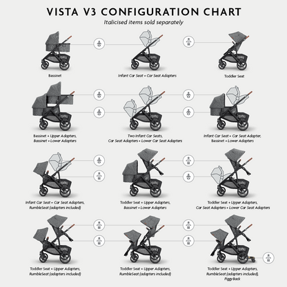 UPPAbaby Vista V3 RumbleSeat - Julian (Dusty Blue Melange) - UPPAbaby Australia