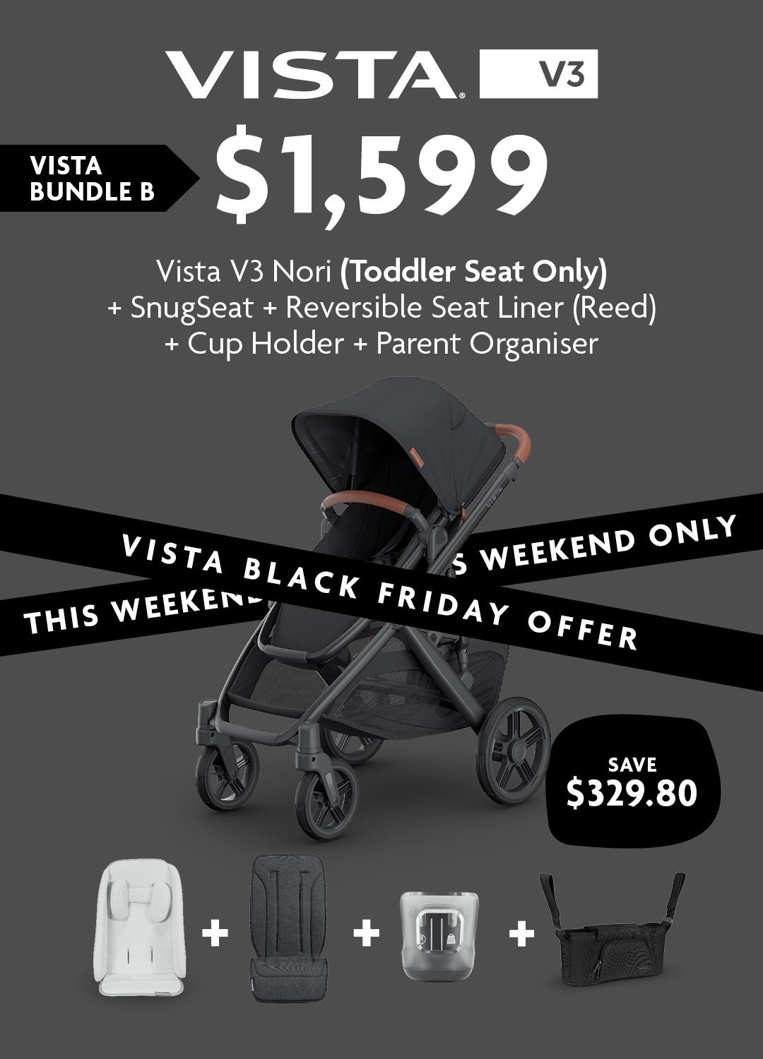 Black Friday Expo Deal - Vista V3 Nori (no bassinet) Bundle