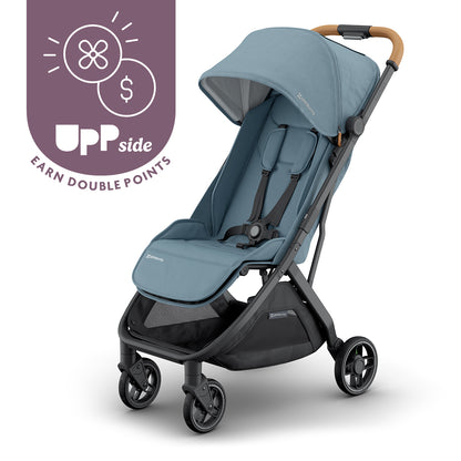 UPPAbaby MINU V3 Stroller - Dillan (Blue/Carbon/ Sand Leather) Front