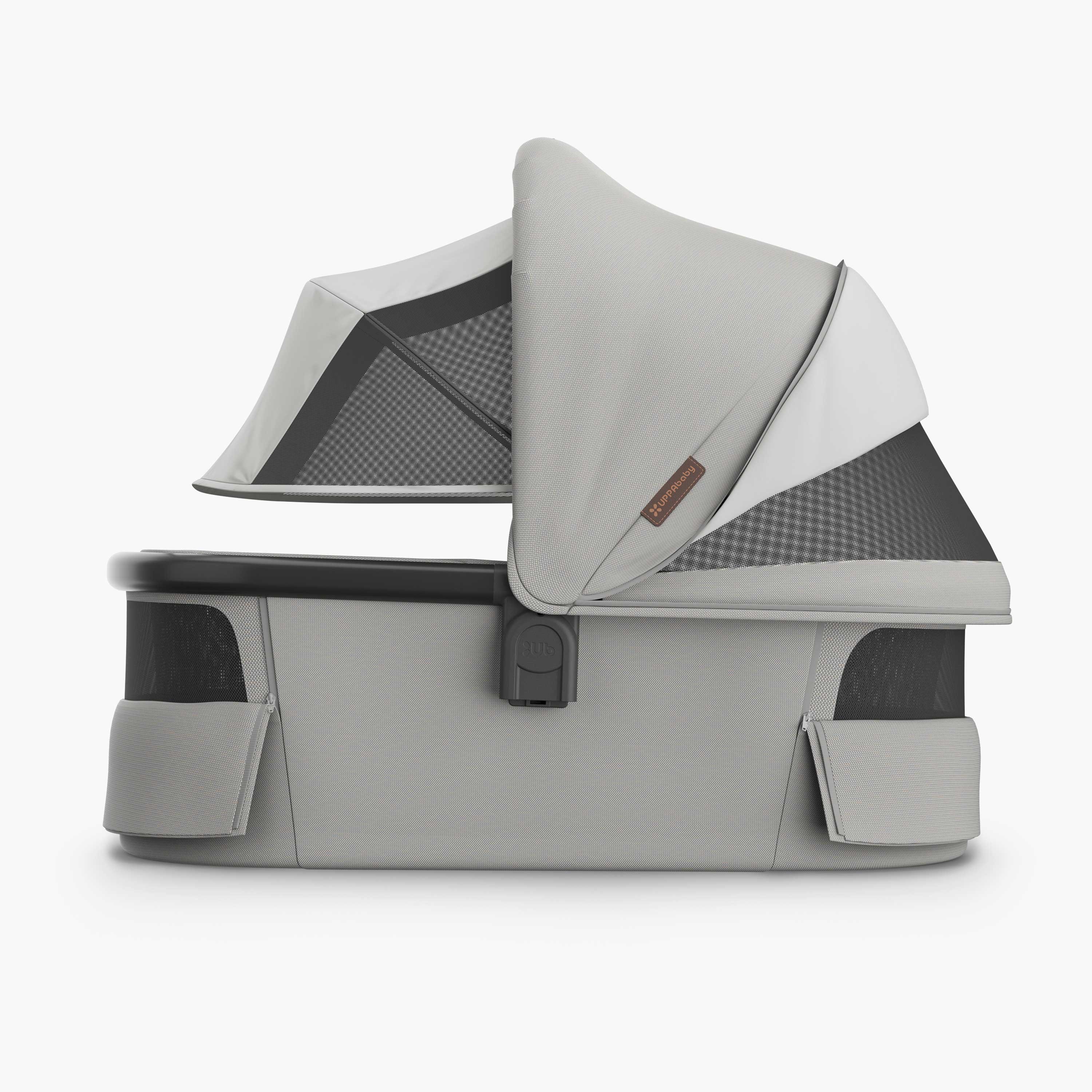 UPPAbaby V3 Bassinet - Pearl Grey Jacquard/Carbon Melange / Black (Savannah) Side Extendable UPF 50+ sunshade