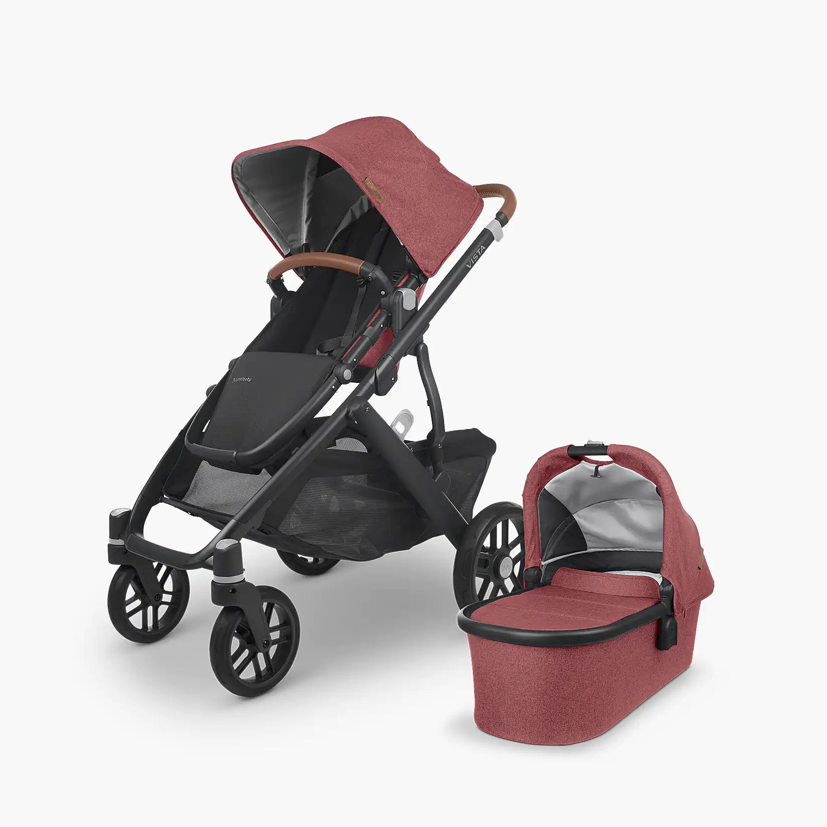 UPPAbaby Vista V2 With Bassinet - Lucy (Rosewood Melange/Carbon/Saddle) - UPPAbaby Australia