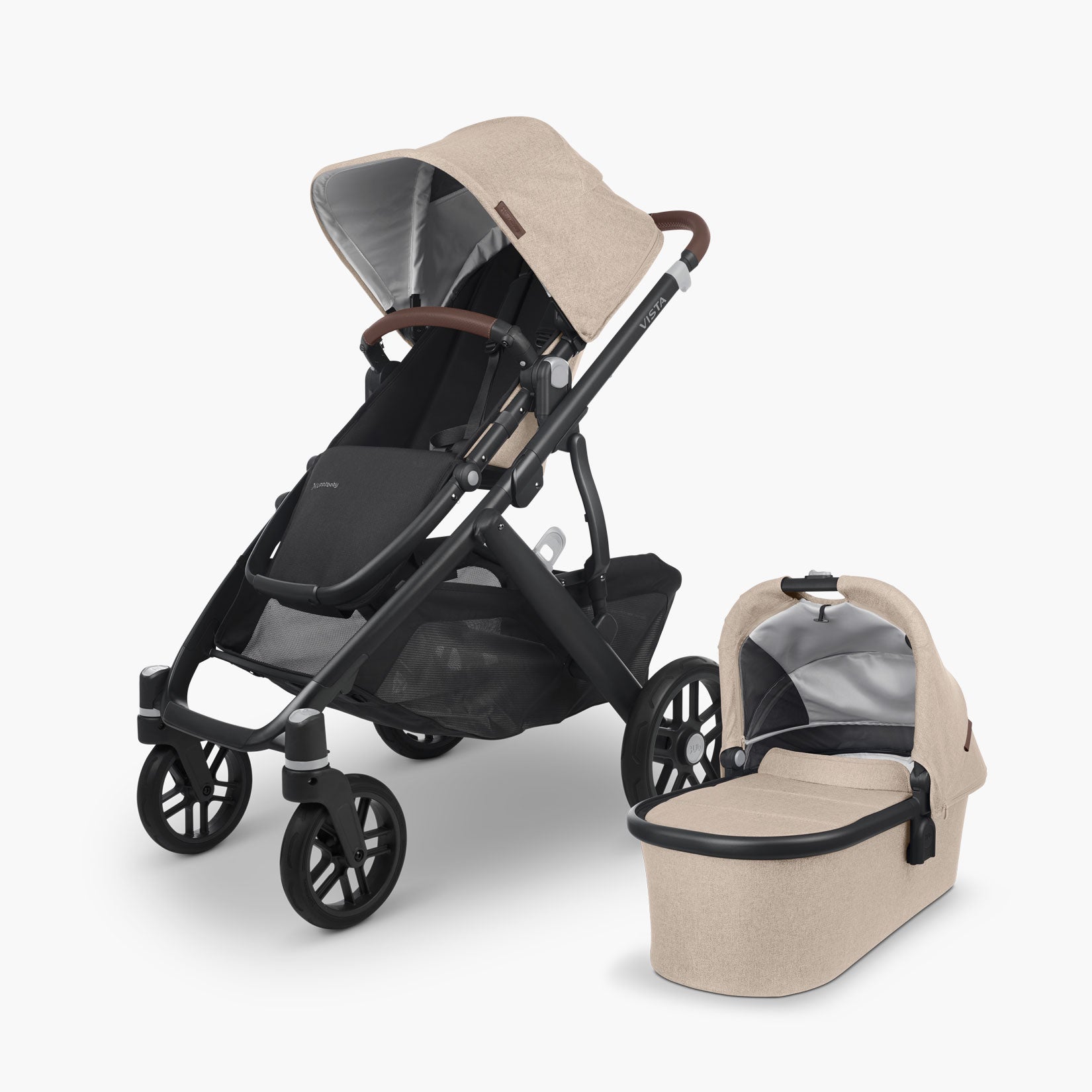 UPPAbaby Vista V2 With Bassinet - Liam (Oat Melange/Carbon/Chestnut Leather) - UPPAbaby Australia