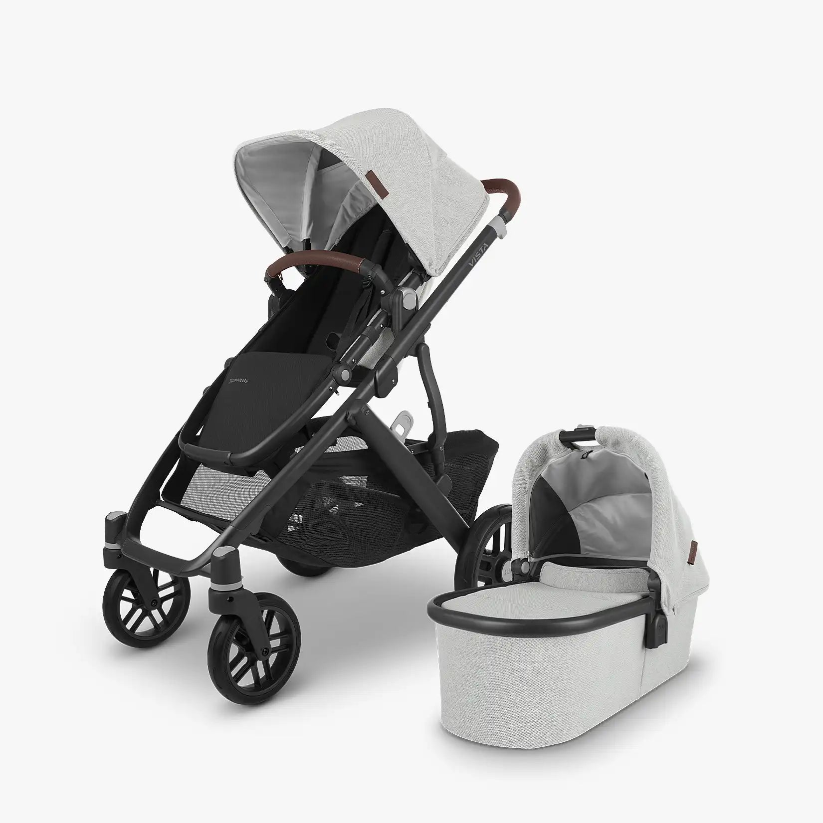 UPPAbaby Vista V2 With Bassinet - Anthony (White and Grey Chenille/Carbon/Chestnut Leather) - UPPAbaby Australia