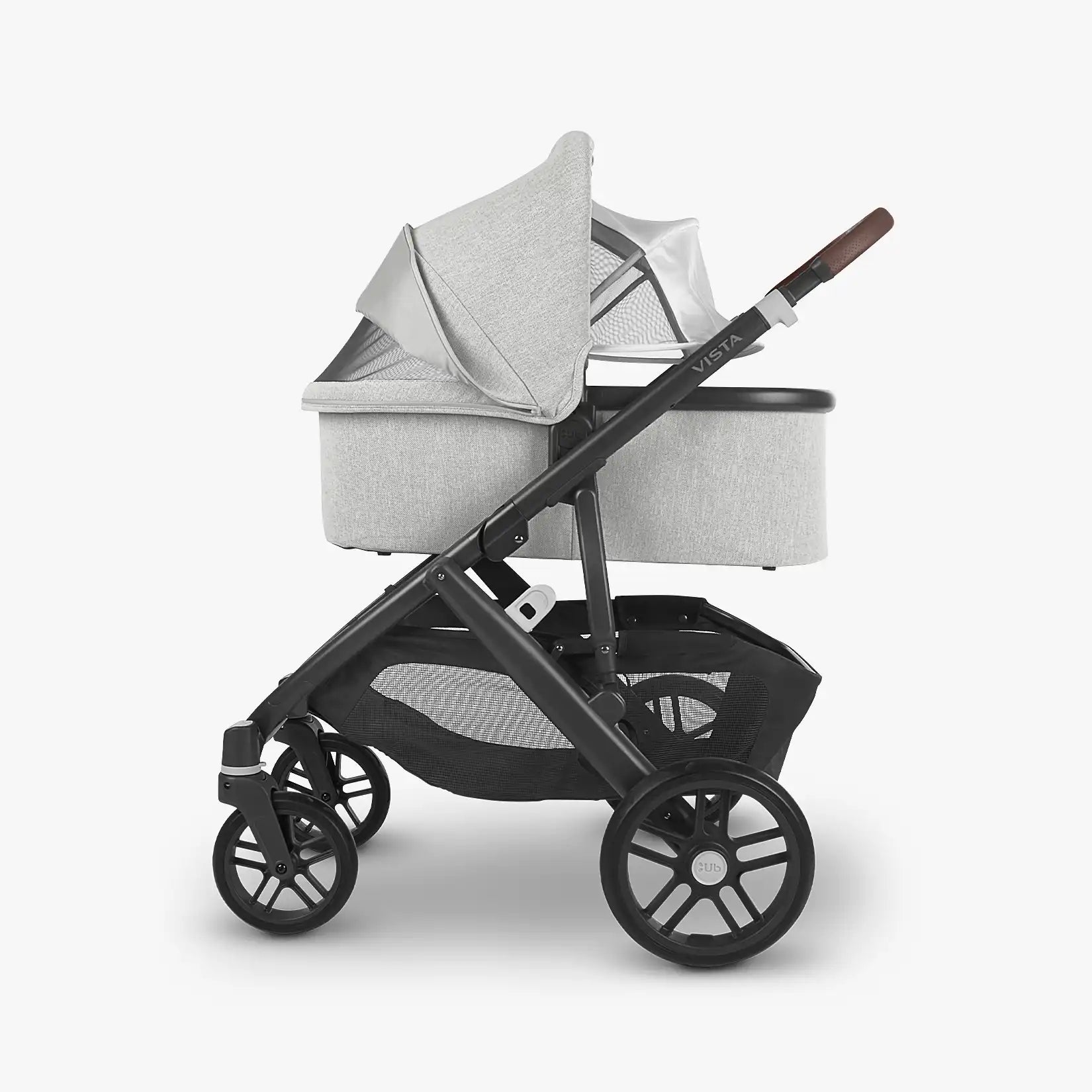 UPPAbaby Vista V2 With Bassinet Anthony White and Grey Chenille Carbon Chestnut Leather UPPAbaby Australia